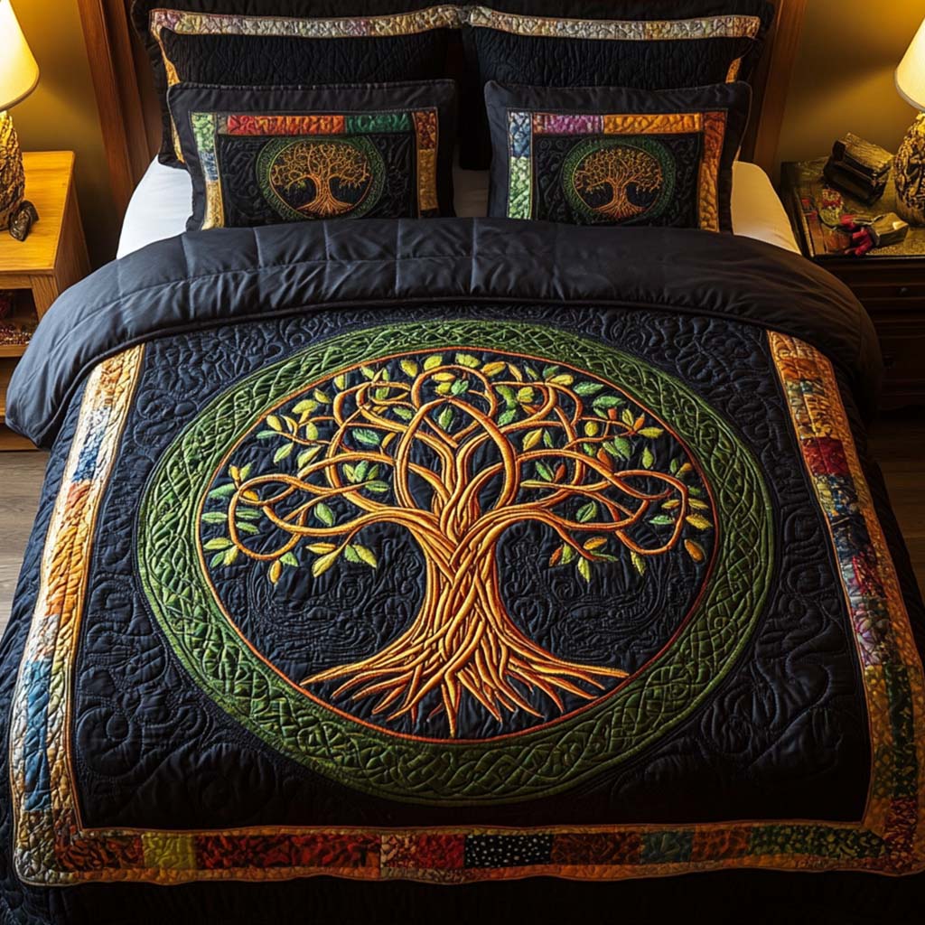 Autumn Majesty Quilted Bedding Set Cute Boho Comforter Sets Tree Of Life Gifts For Him