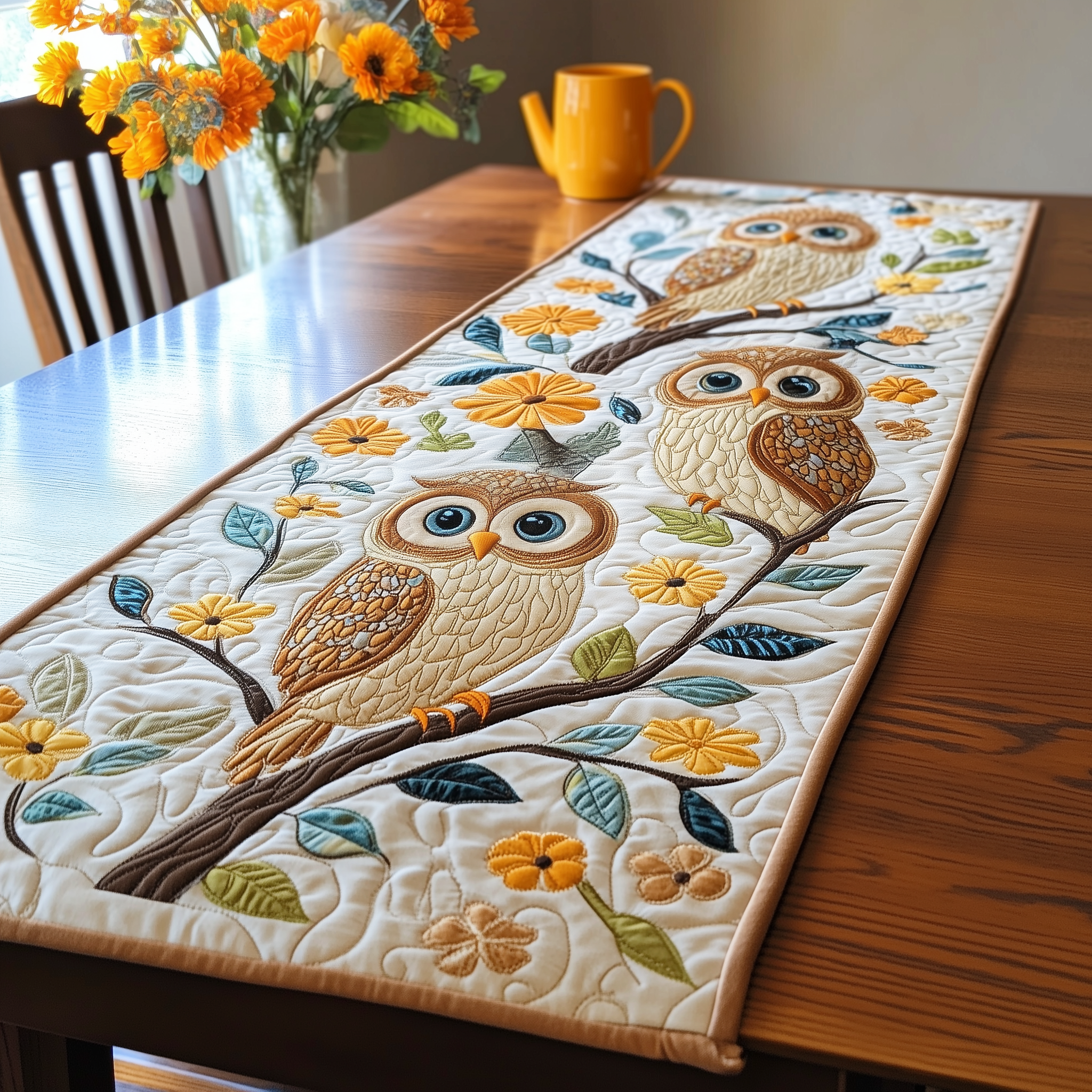 Autumn Owl Symphony Quilted Table Runner Dining Table Decor Ideas Owl Items For Gifts