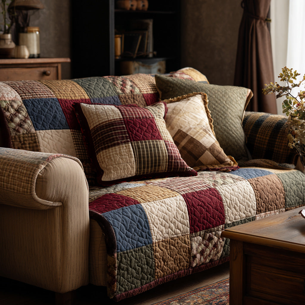 Autumn Patchwork Quilted Sofa Cover Slipcover Sofa Family Holiday Gifts