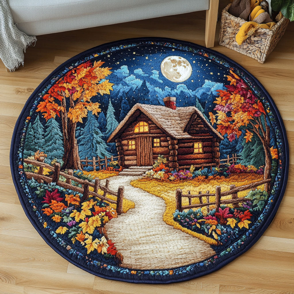 Autumn Path Quilted Round Mat Large Round Rugs For Living Room Fathers Day Delivery Gifts