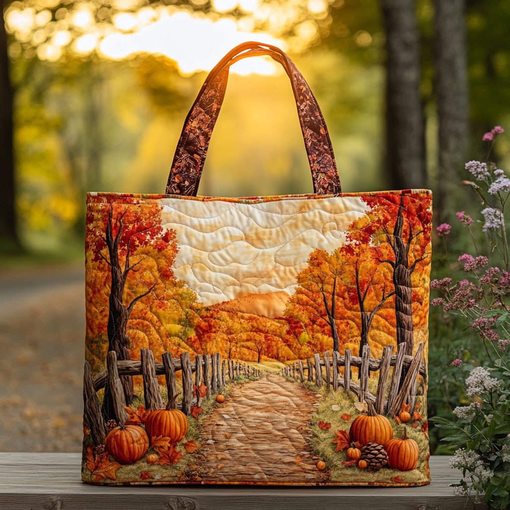 Autumn Path Quilted Tote Bag Best Bags For Women Birth Gifts For Mom