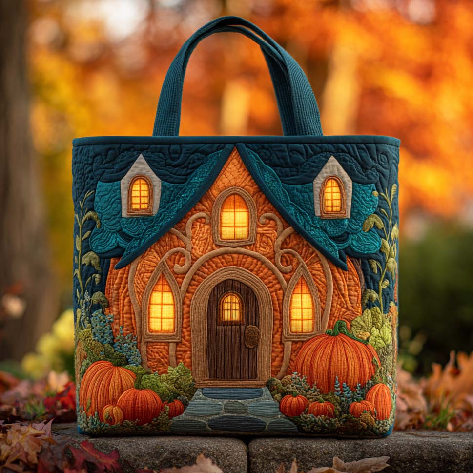 Autumn Pumpkin Cottage Quilted Tote Bag Best Totes Gifts For Mom From Daughter