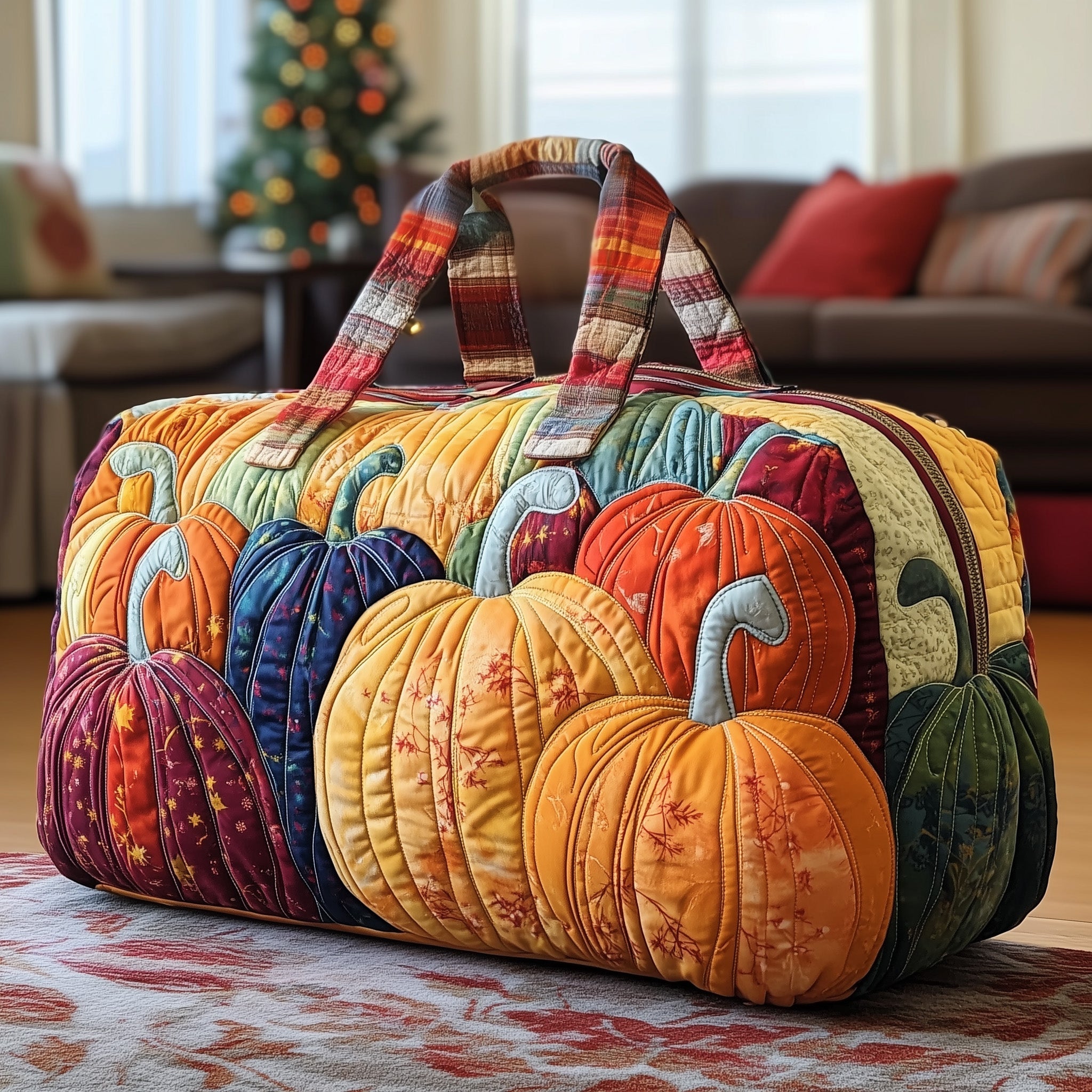 Autumn Pumpkin Quilted Duffle Bag Best Duffle Bags For Women Birthday Gifts For Mom From Son