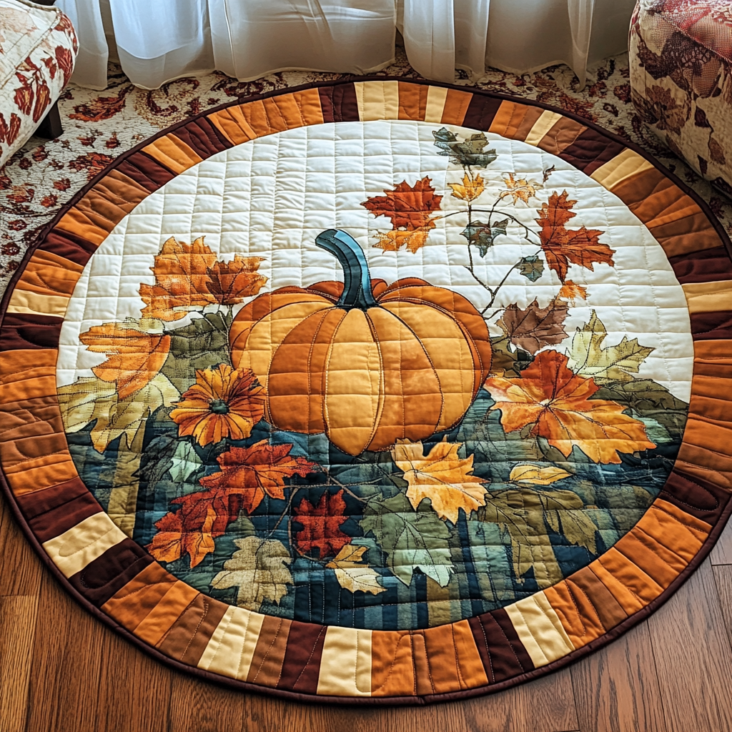 Autumn Reflections Quilted Round Mat Best Round Rugs For Living Room Fun Fall Gift Ideas