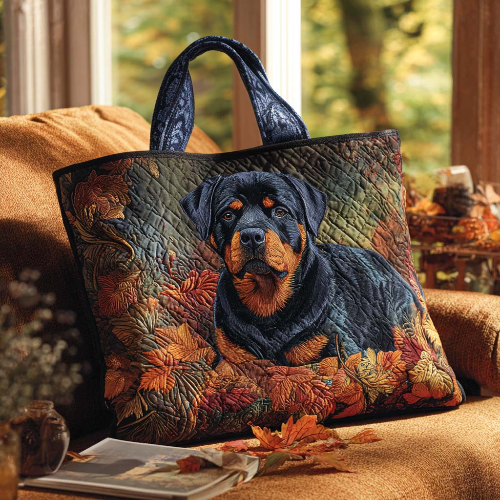 Autumn Rottweiler Rest Quilted Tote Bag Patchwork Tote Bag Meaningful Gifts For Mom