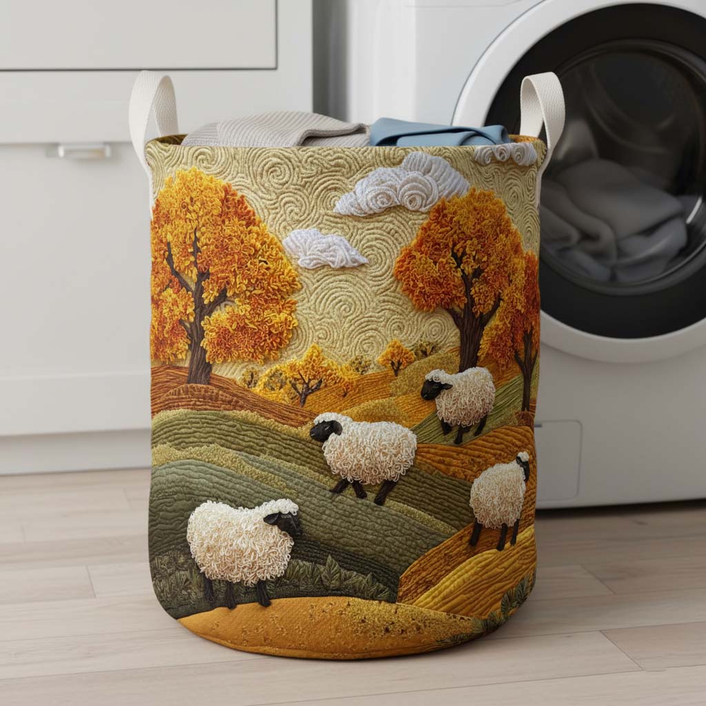 Autumn Sheep Quilted Laundry Basket Best Hampers Unusual Sheep Gifts