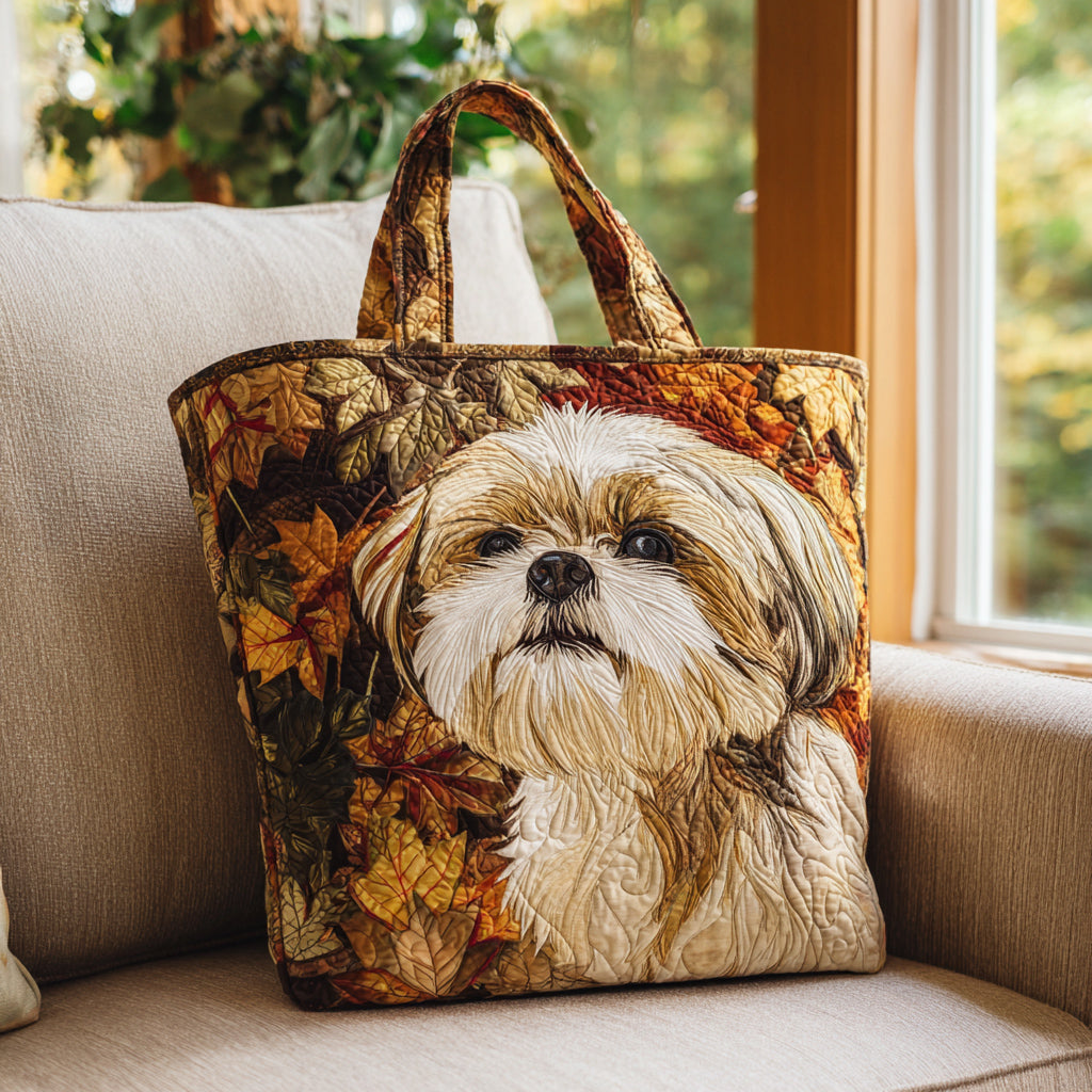 Autumn Shih Tzu Quilted Tote Bag Best Shoulder Tote Bag Gift Ideas For Your Mom