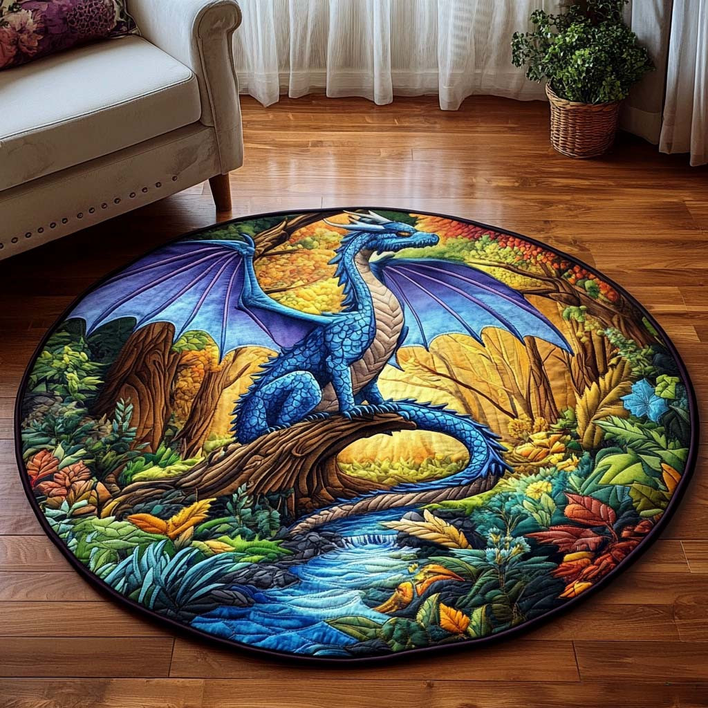 Autumn Sovereign Quilted Round Mat Round Area Rugs For Living Room Best Gifts For Dragon Lovers