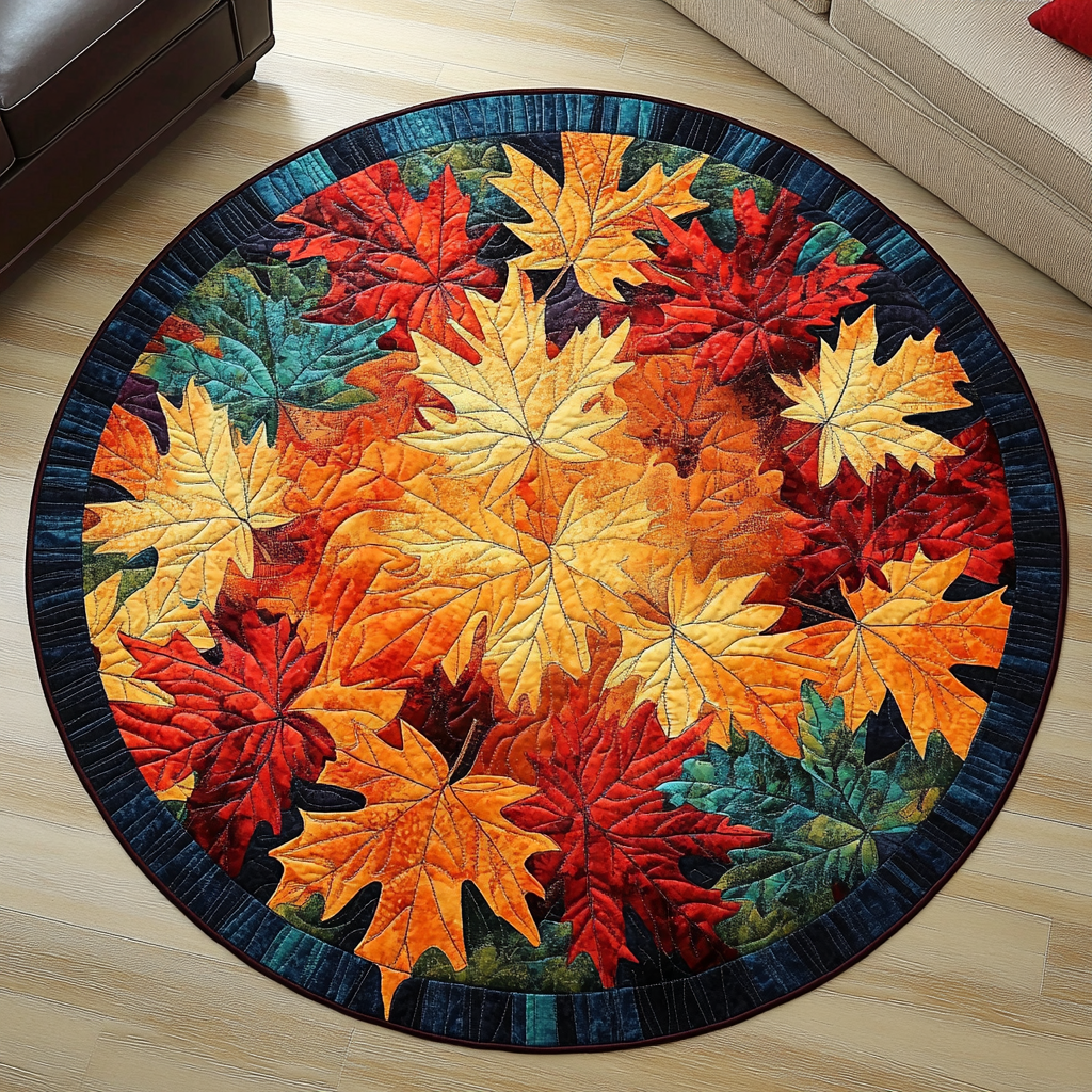 Autumn Splendor Quilted Round Mat Indoor Round Rugs Cute Fall Gifts