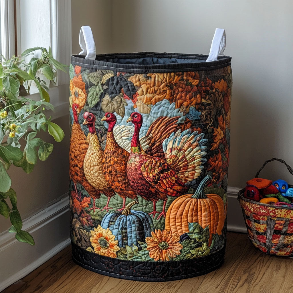 Autumn Strut Quilted Laundry Basket Dirty Clothes Hampers Thanksgiving Gifts For Family