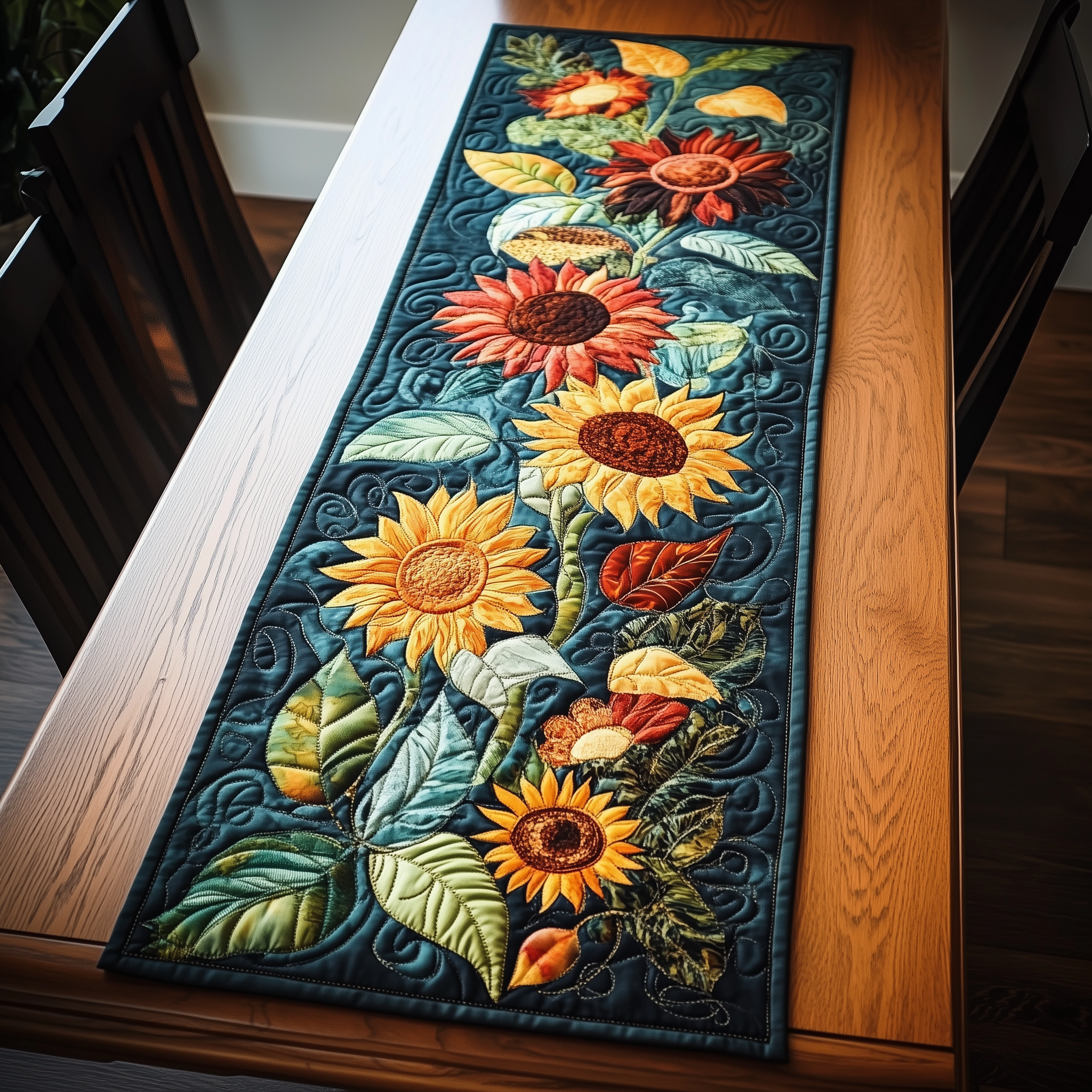 Autumn Sunflowers Quilted Table Runner Best Table Runner Mothers Birthday Gifts