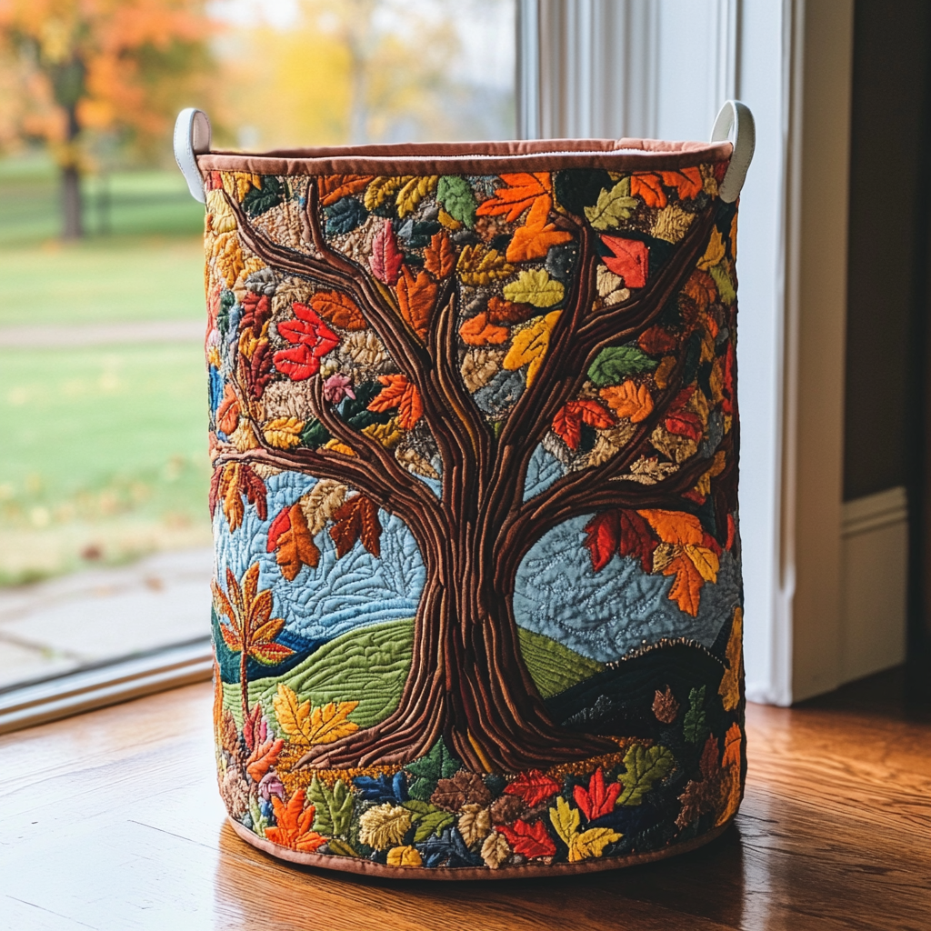 Autumn Tree Quilted Laundry Basket Laundry Hamper Meaningful Gifts For Dad Birthday