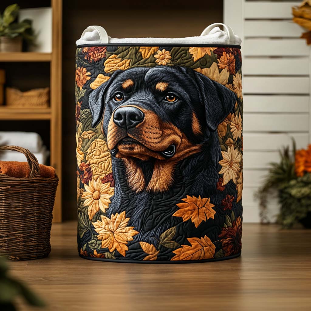 Autumn Watcher Quilted Laundry Basket Foldable Hamper Rottweiler Things To Buy