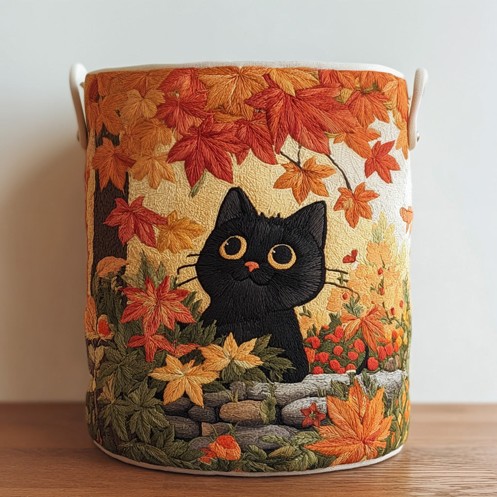 Autumn Whiskers Quilted Laundry Basket Best Laundry Hamper Presents For Cat Lovers Women