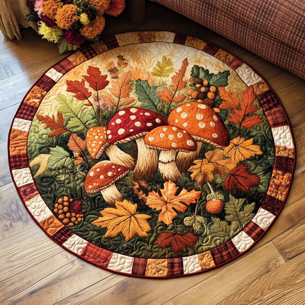 Autumnal Bounty Quilted Round Mat Round Carpet Rugs For Sale Small Fall Gift Ideas