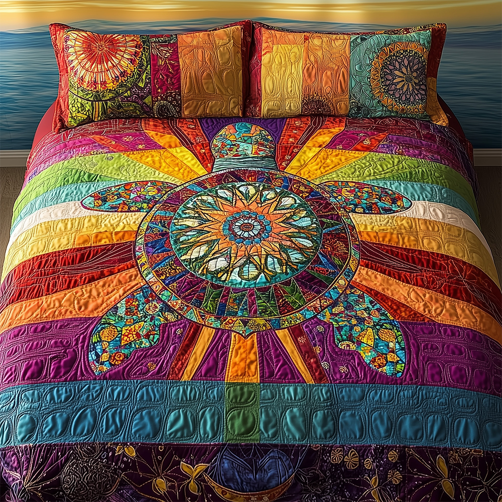 Awakening of the Sea Turtle Quilted Bedding Set Unusual Bed Sheets Sea Turtle Gift Shop