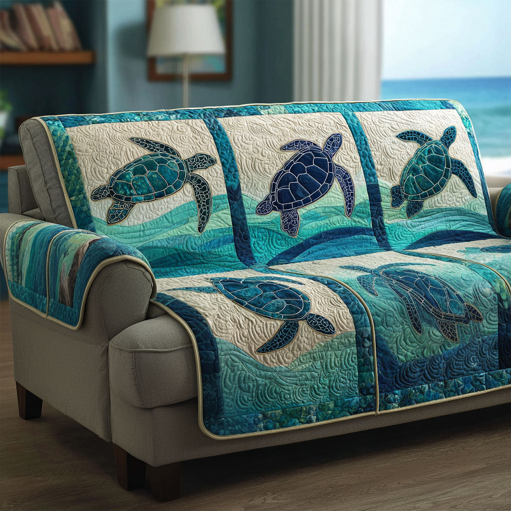 Azure Current Quilted Sofa Cover Living Room Design Turtle Merchandise