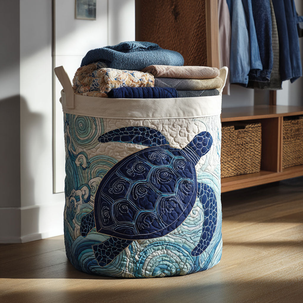 Azure Drift Quilted Laundry Basket Nice Laundry Hamper Mothers Day Gift For Daughter