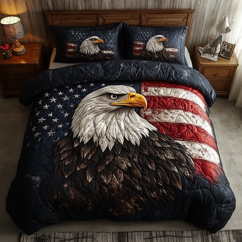Bald Eagle Majesty Quilted Bedding Set Best Bedding Sets Gifts For Mother In Law