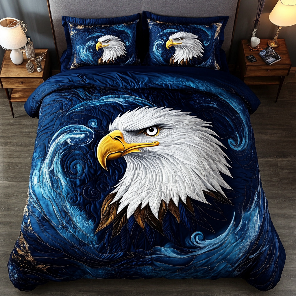 Bald Eagle Soar Quilted Bedding Set Bed Decorations Special Birthday Gifts For Dad