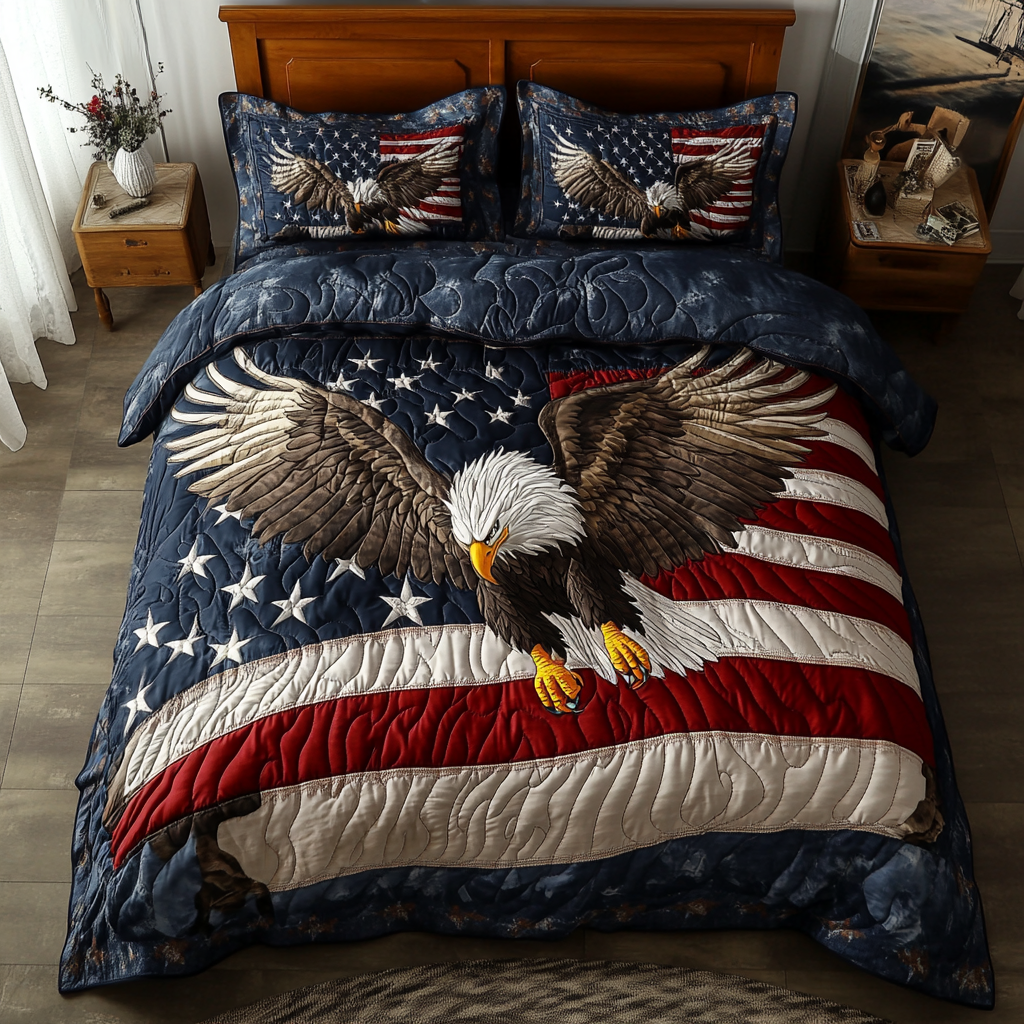 Bald Eagle View Quilted Bedding Set Best Bedspread Set Birthday Presents For Dad