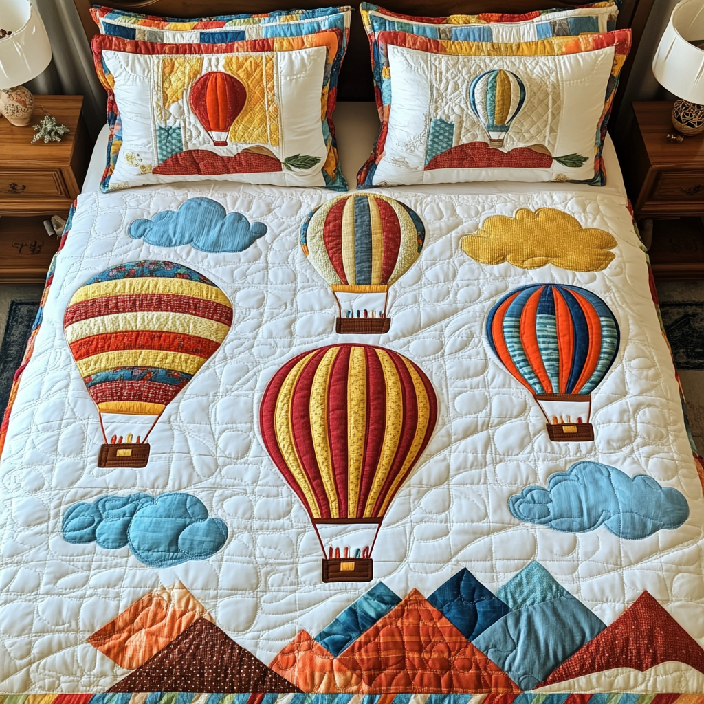 Balloon Breeze Quilted Bedding Set Bedroom Decorations Meaningful Father's Day Gifts