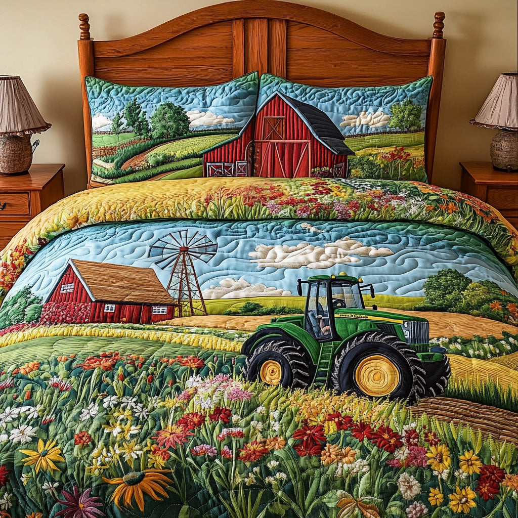 Barn and Bloom Quilted Bedding Set Bedspread Set Best Gifts For Farmers