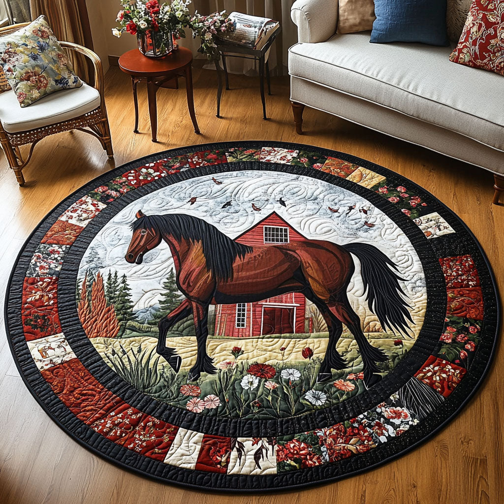Barnside Gallop Quilted Round Mat Living Room Decor Ideas Equestrian Christmas Gifts