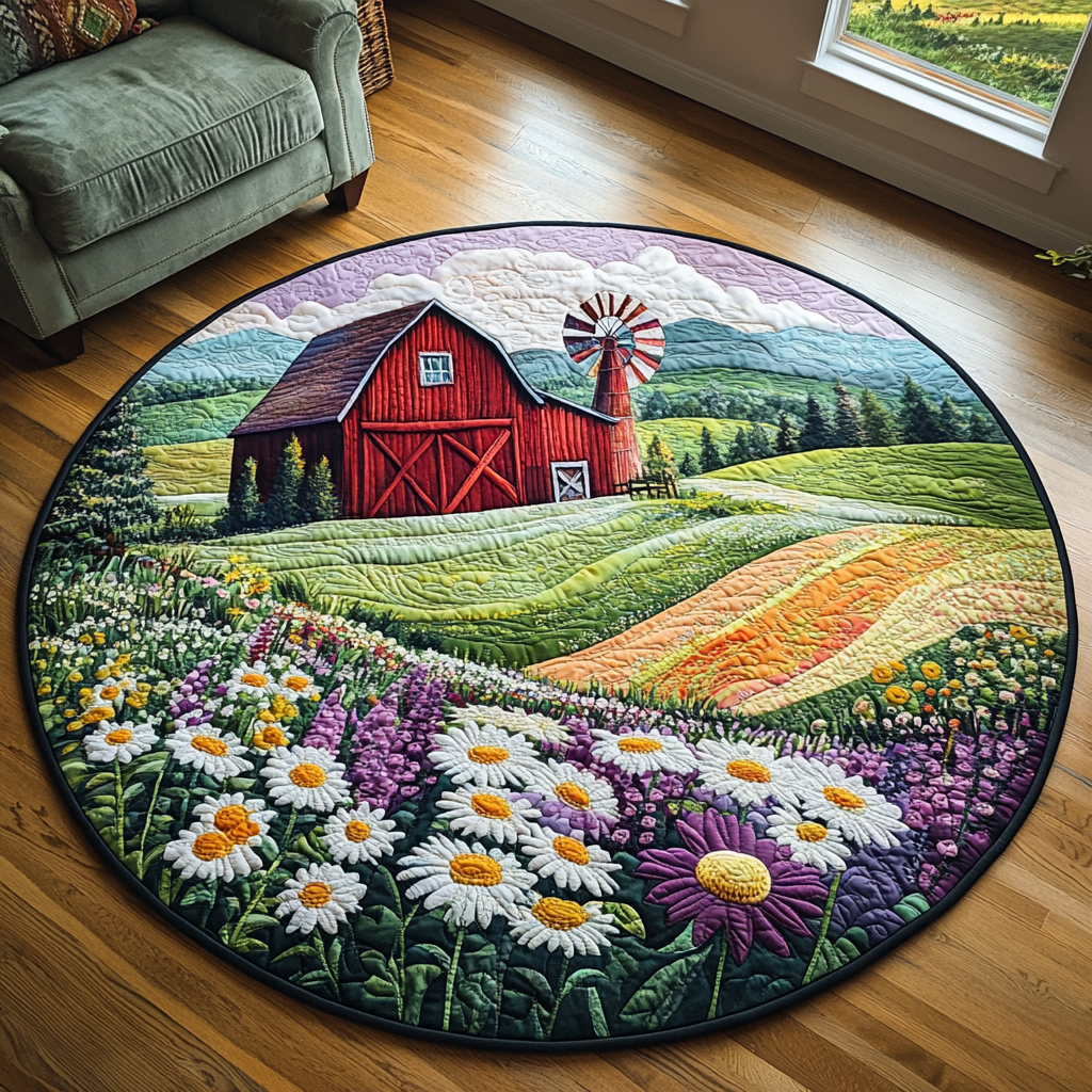 Barnyard Bliss Quilted Round Mat Living Room Decoration Gifts For Mother And Daughter