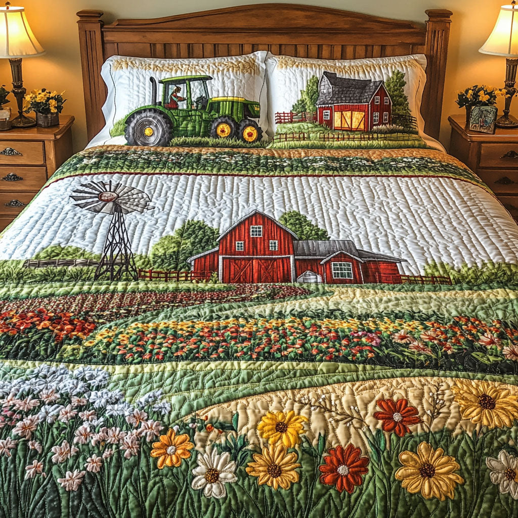 Barnyard Blossom Quilted Bedding Set Cute Sheet Sets Gifts For Farmer