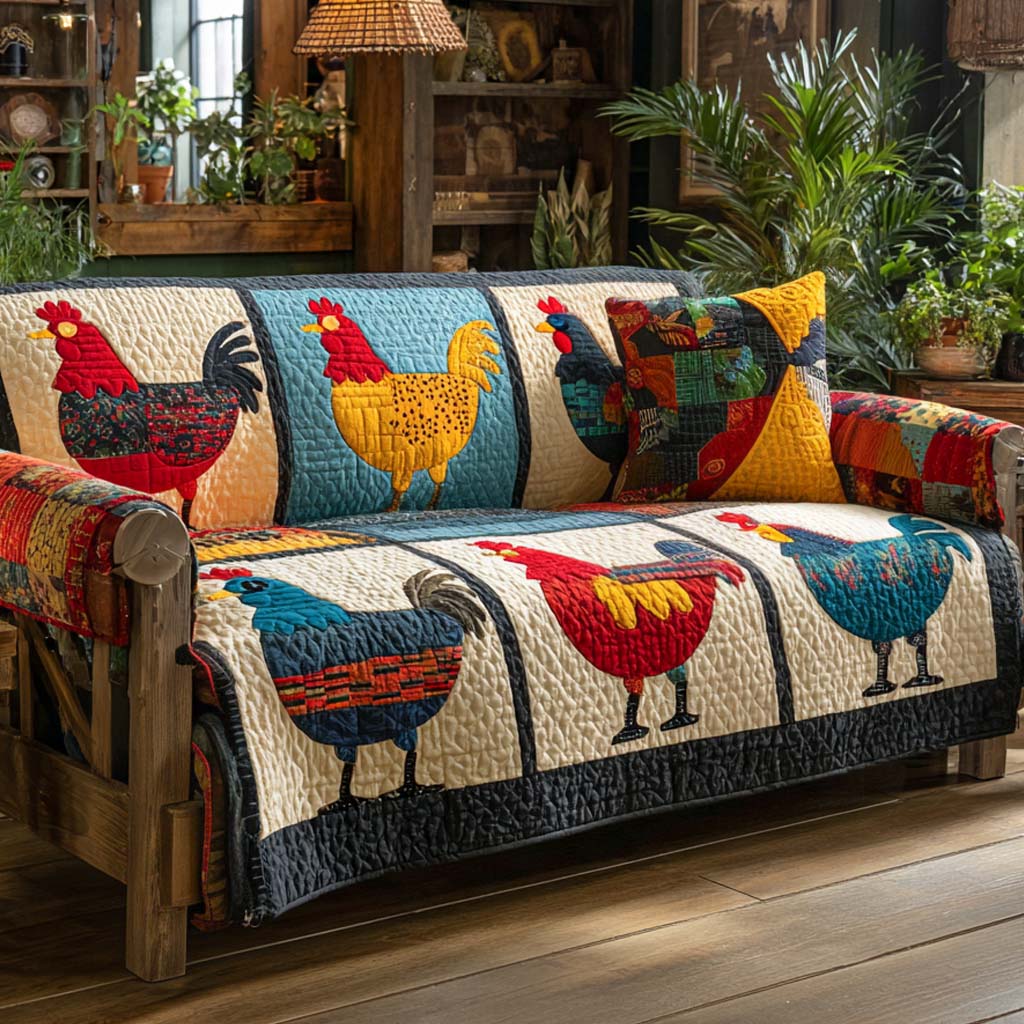 Barnyard Charm Quilted Sofa Cover Sofa Couch Cover Gifts For Chicken Lovers