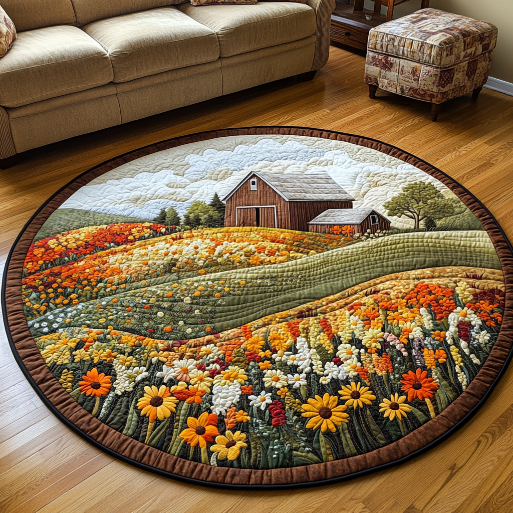 Barnyard Elegance Quilted Round Mat Living Room Theme Ideas Mom And Daughter Gift