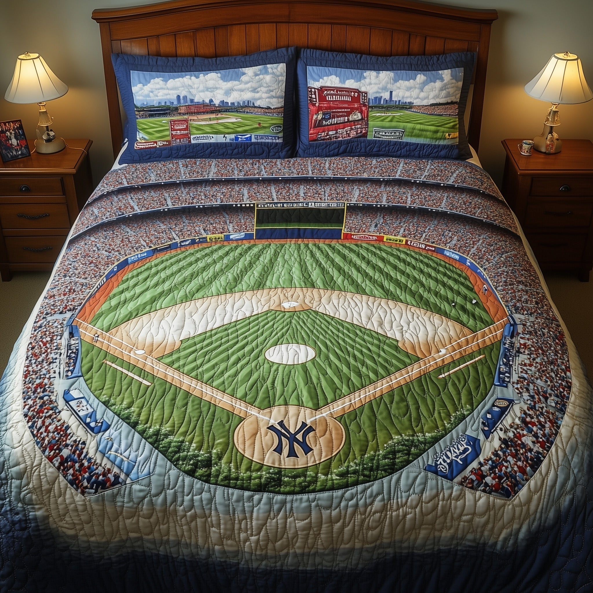 Baseball Field of Dreams Quilted Bedding Set Bedroom Furniture Ideas Father's Day Gifts For Husband