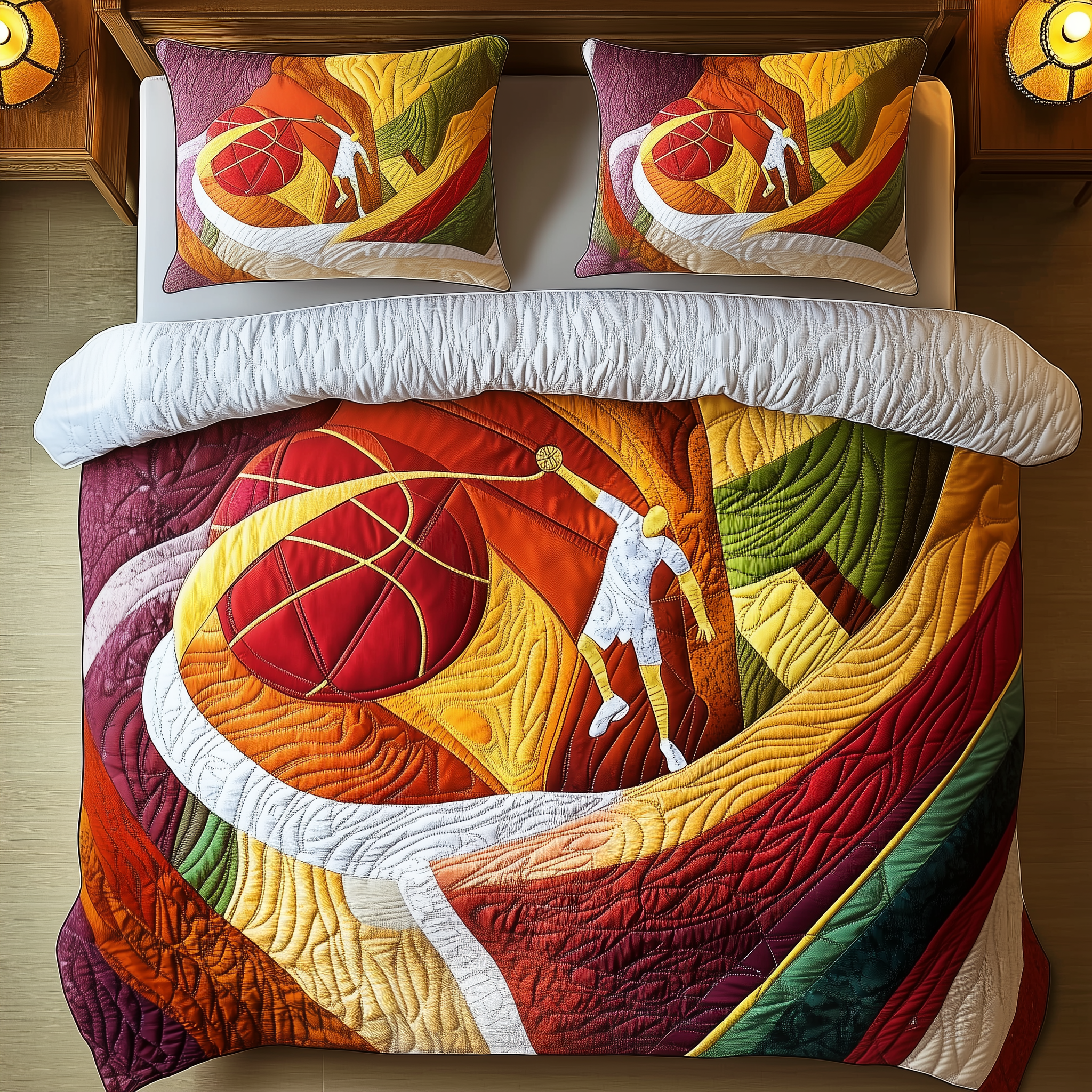 Basketball Quilted Bedding Set Cool Bedroom Ideas Fathers Day Gifts Special