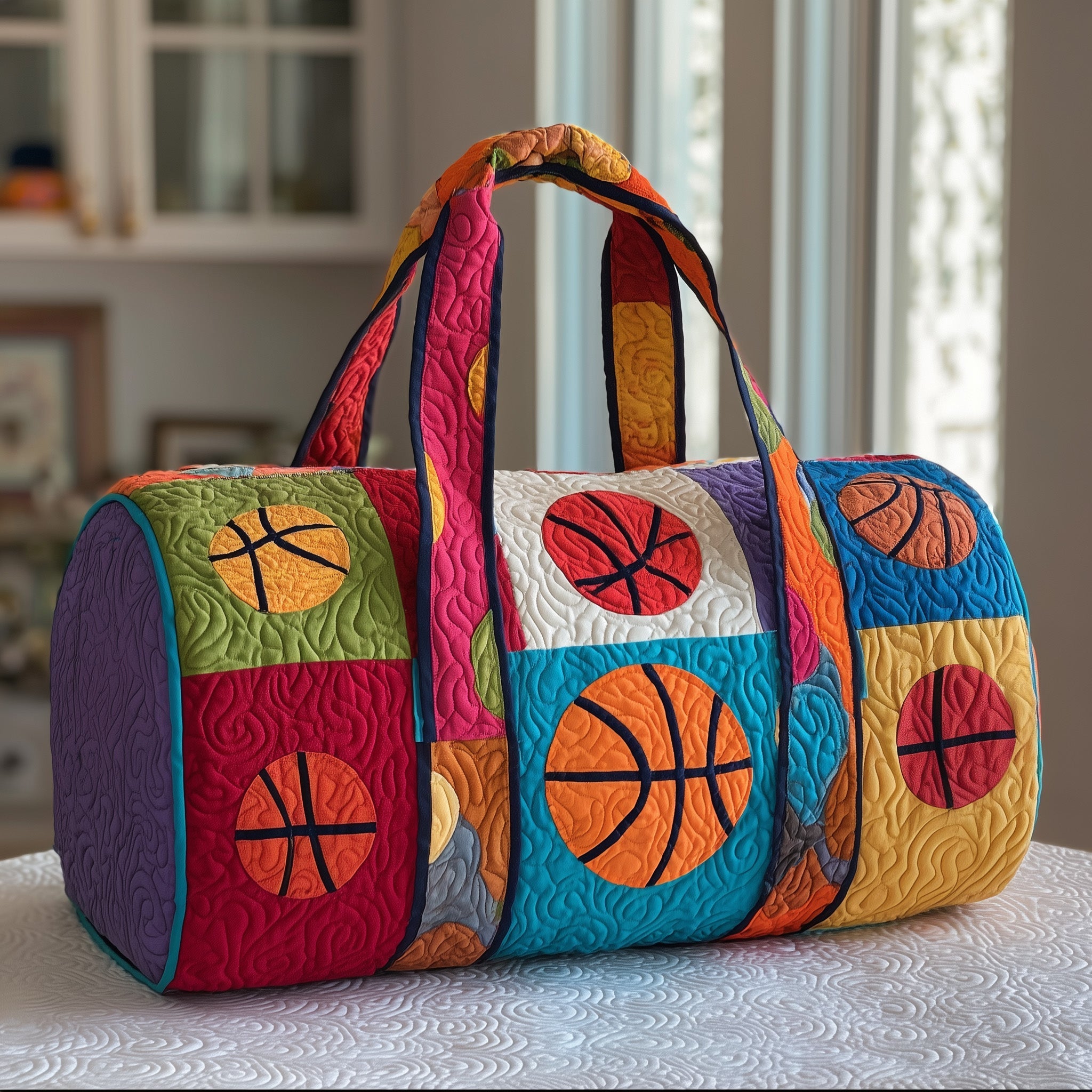 Basketball Quilted Duffle Bag Duffel Travel Last Minute Gifts For Mom
