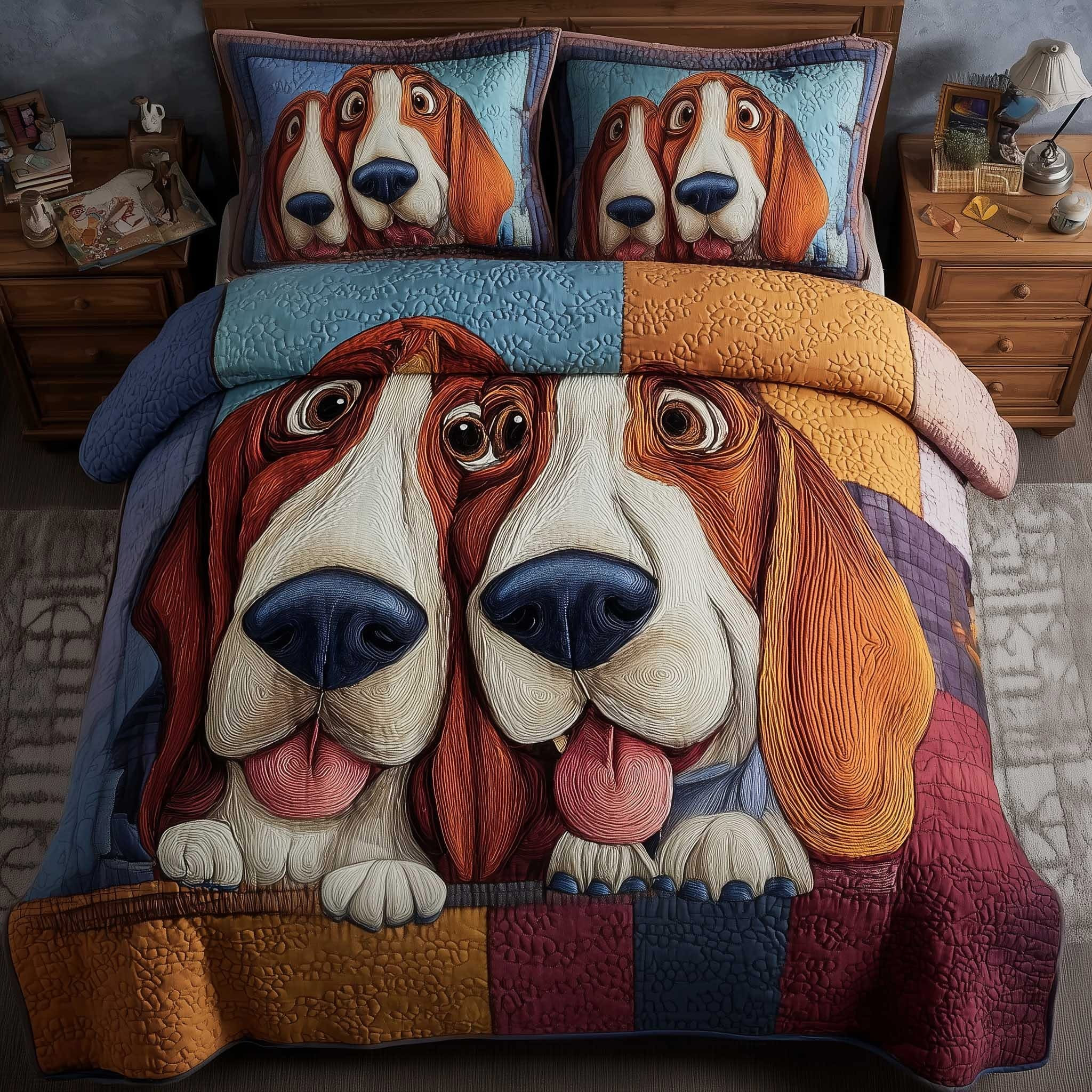 Basset Hound Quilted Bedding Set Bedding Decor Ideas Gifts Idea For Basset Hound Lovers