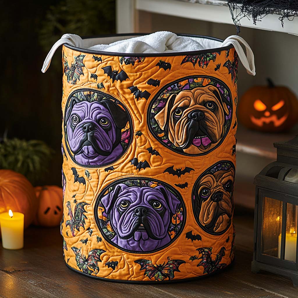 Batty Bulldogs Quilted Laundry Basket Best Laundry Hamper Halloween Gifts For Girlfriend