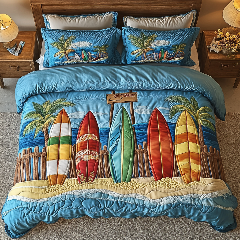 Beach Bliss Quilted Bedding Set Bedspread Set Best Gift For Beach Lover
