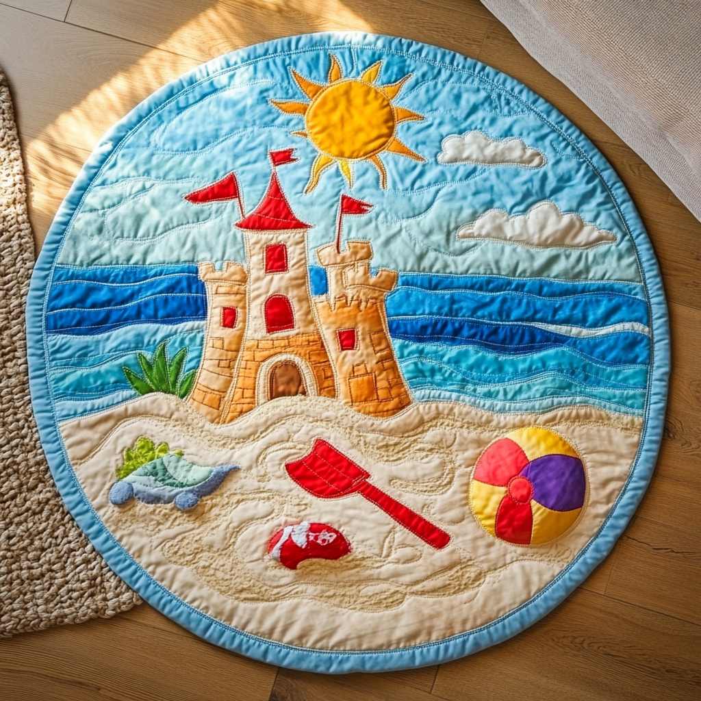 Beach Bliss Quilted Round Mat Home Decor Beach Related Gifts