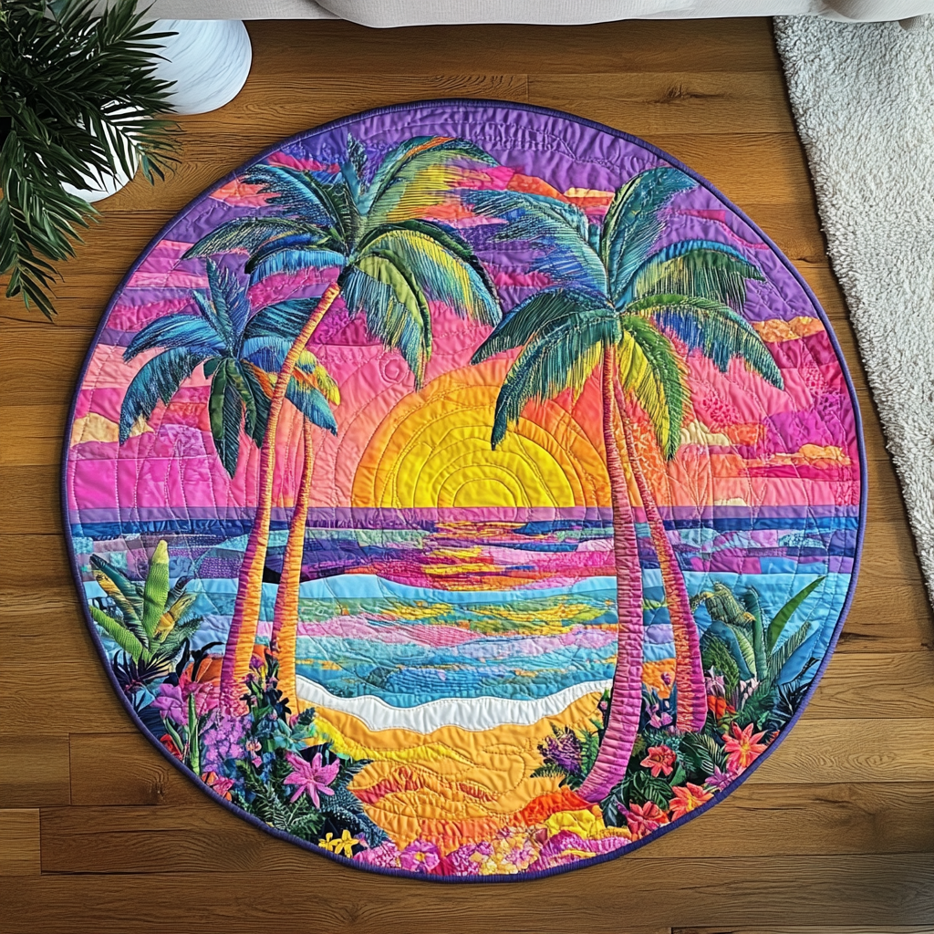Beach Bliss Quilted Round Mat Home Decor Items Beach Christmas Gifts
