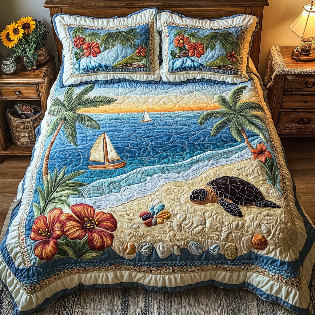 Beach Breeze Quilted Bedding Set Bedroom Decor Gifts For Beach Goers