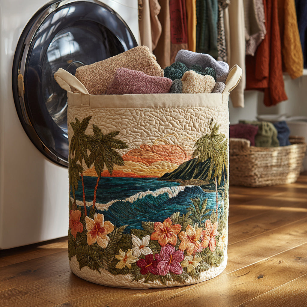 Beach Coast Quilted Laundry Basket Good Laundry Baskets Best Gifts For Beach Goers