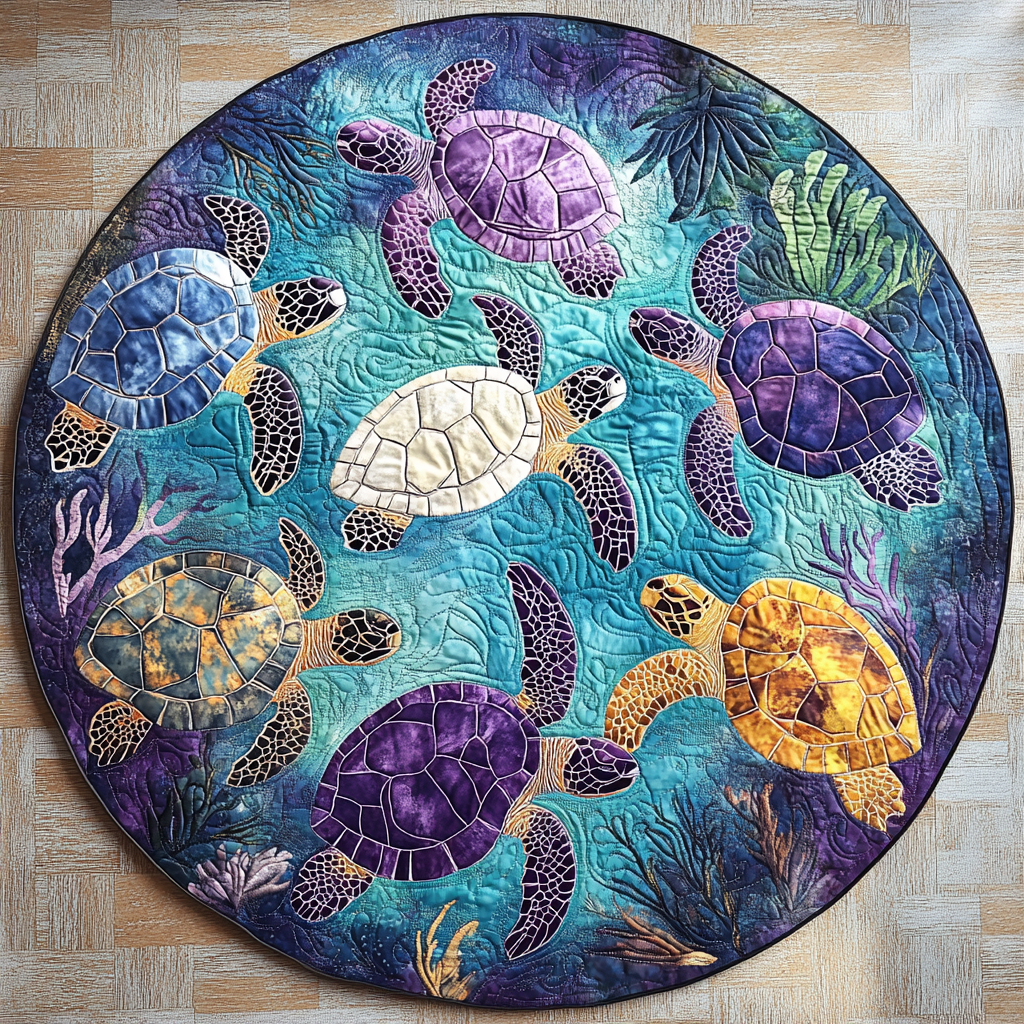 Beach Harmony Quilted Round Mat Family Room Ideas Sea Turtle Gifts For Her
