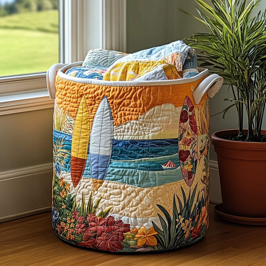 Beach Haven Quilted Laundry Basket Clothes Hamper Unique Gifts For Beach Lovers