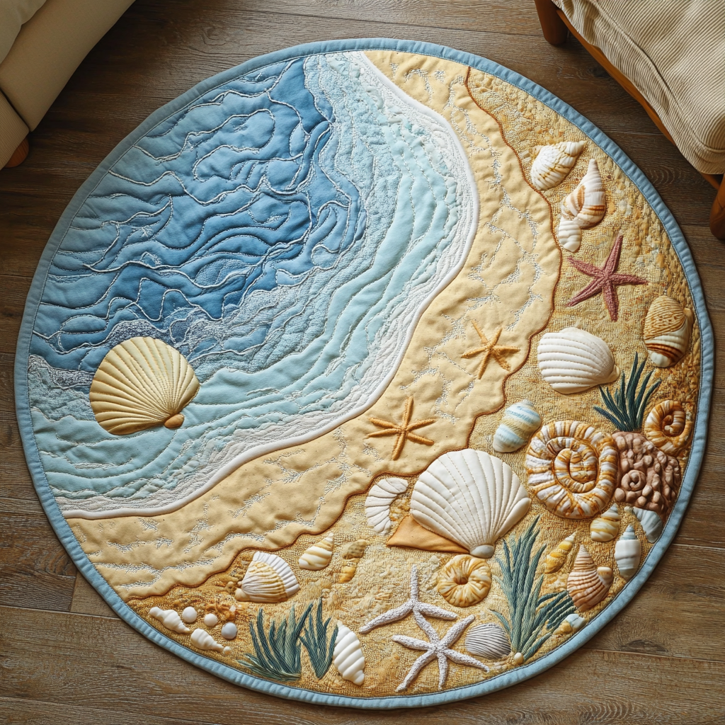 Beach Haven Quilted Round Mat Large Round Mat Gifts For Beach Vacation