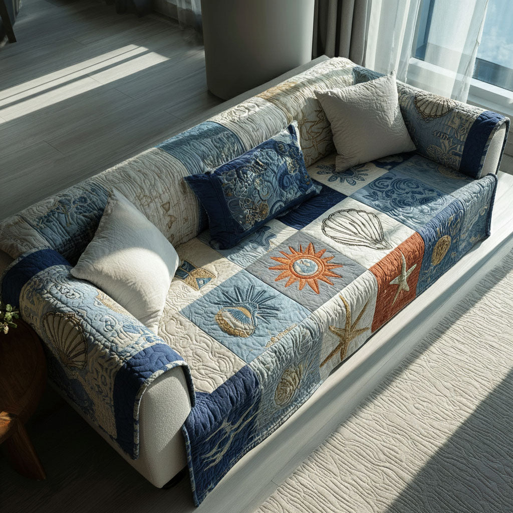 Beach Mosaic Quilted Sofa Cover Best Couch Covers Ocean Themed Gift Ideas
