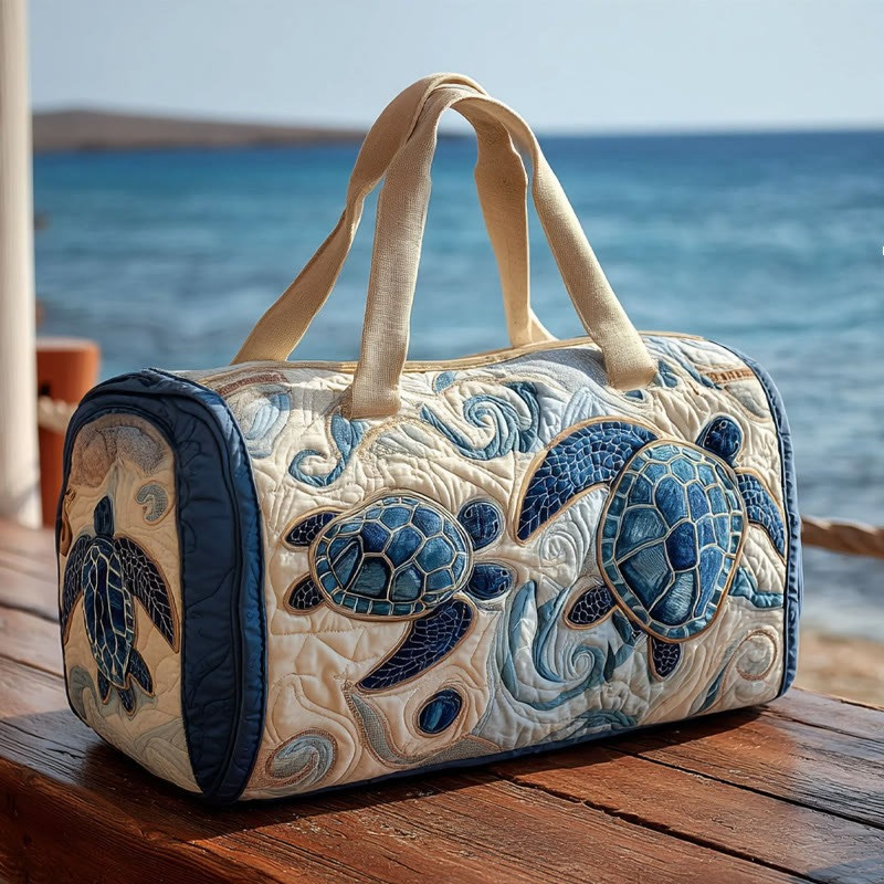 Beach Turtle Pattern Quilted Duffle Bag Colorful Bag For Travel Gift For Her