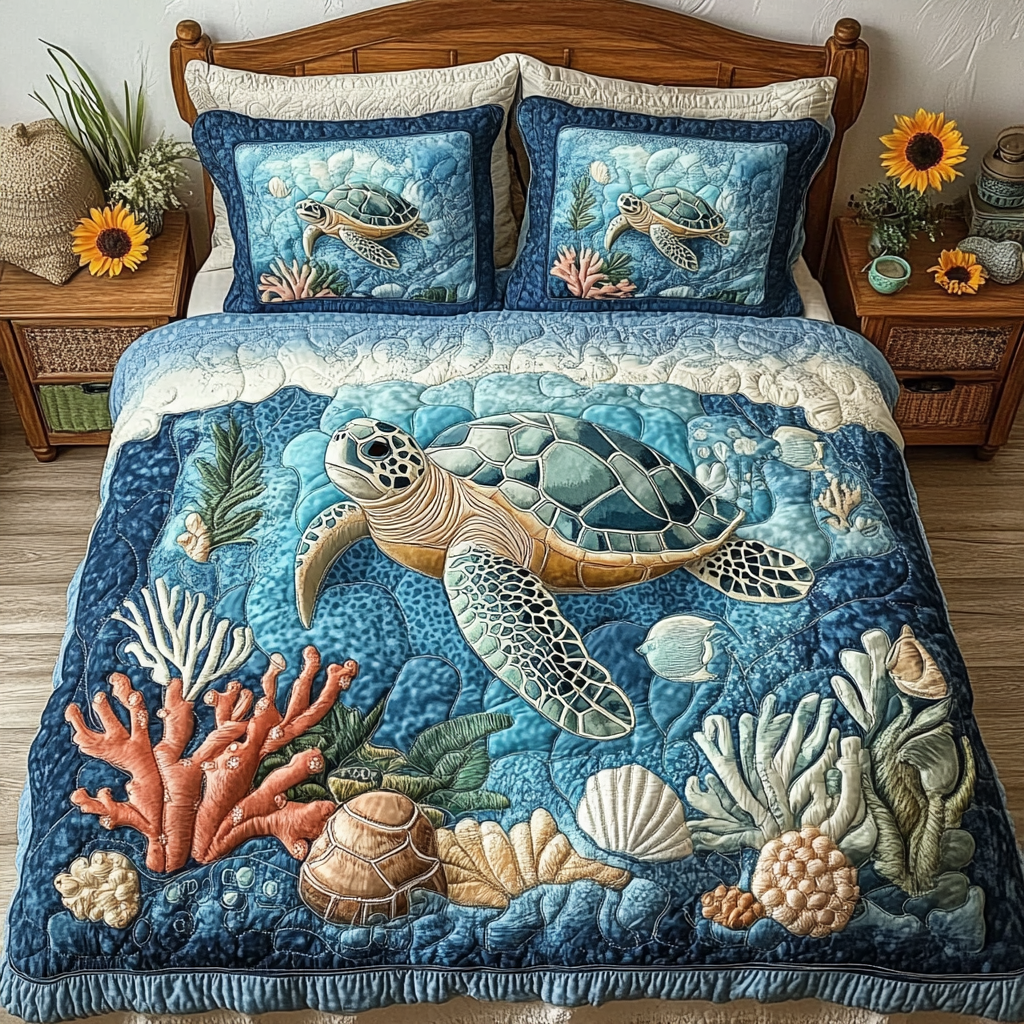Beach Vibes Quilted Bedding Set Best Bedding Sets Unique Beach Gifts