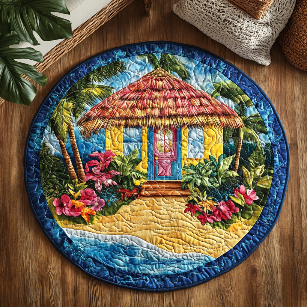 Beachfront Retreat Quilted Round Mat Living Room Decoration Beach Gifts For Women