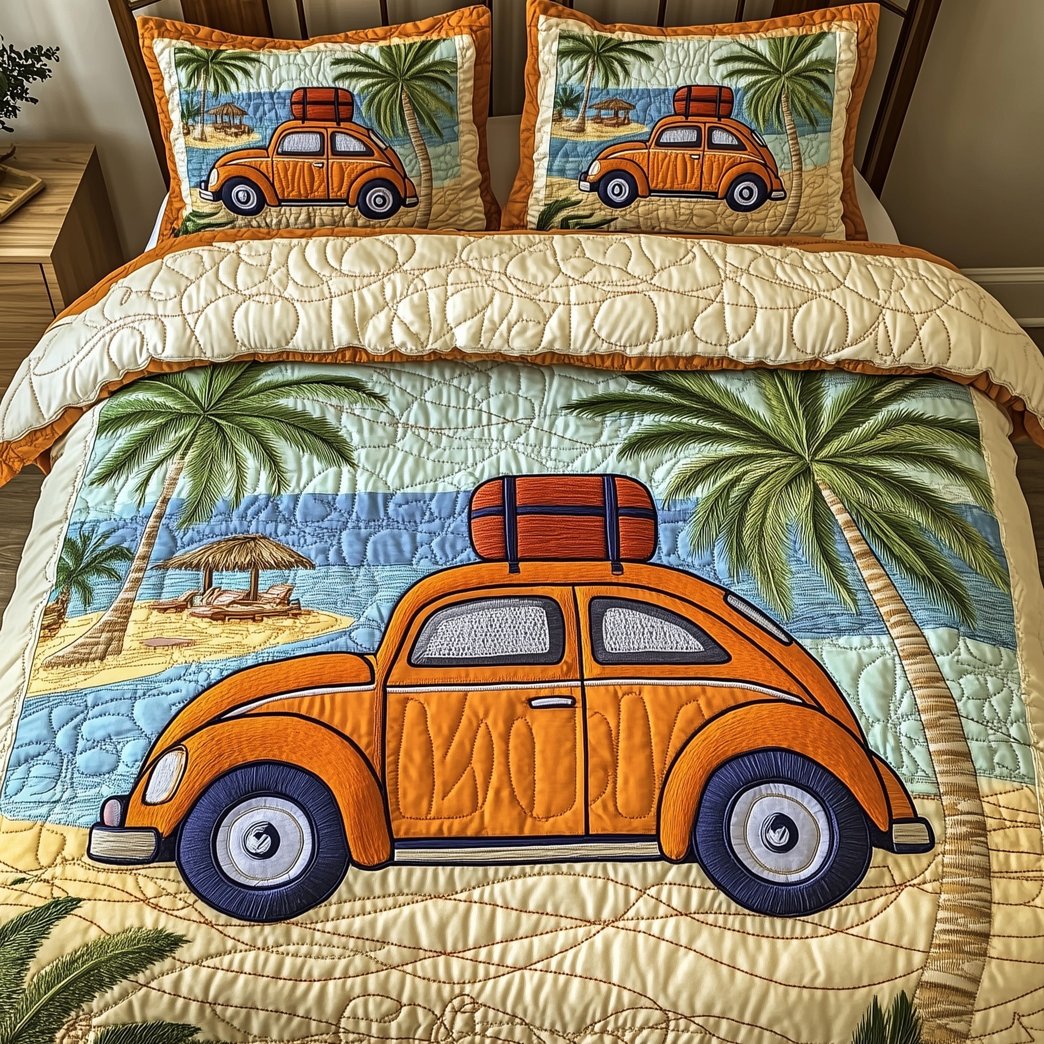 Beachside Journey Quilted Bedding Set Best King Size Sheets Gifts For Beach Lovers
